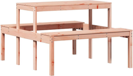 Outdoor Dinner Free Standing Wood Table Brown Faux Suede 110x134x75cm