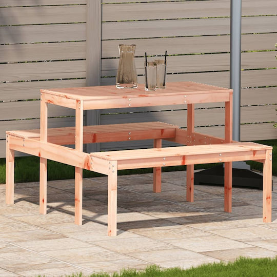 Outdoor Dinner Free Standing Wood Table Brown Faux Suede 110x134x75cm