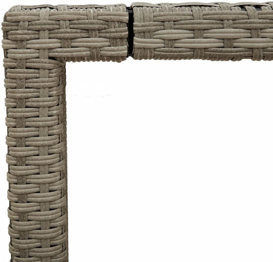 Outdoor Dinner Free Standing Table with Glass Surface and Rattan Frame Gray 190x90x75cm