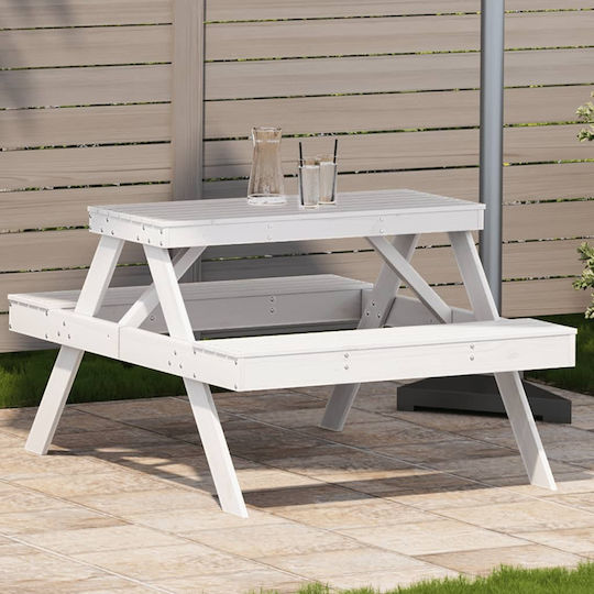 Outdoor Dinner Free Standing Wood Table White 105x134x75cm