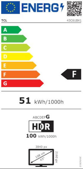 TCL Smart Television 43" 4K UHD QLED 43C61B HDR (2024)