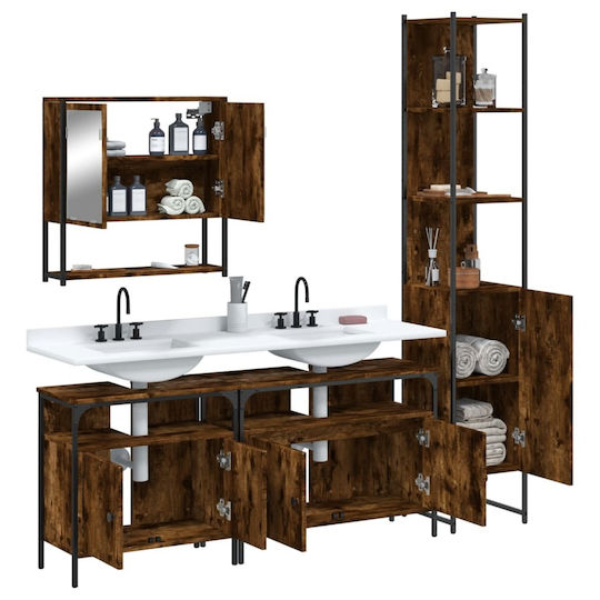 vidaXL Waschtisch mit Waschbecken & Spiegel L60xB16xH60cm Coffee