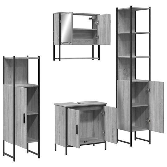 vidaXL Πάγκος με Νιπτήρα & Καθρέπτη Μ60xΒ16xΥ60cm Γκρι