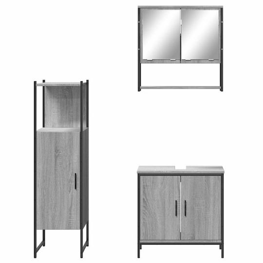 vidaXL Πάγκος με Νιπτήρα & Καθρέπτη Μ60xΒ16xΥ60cm Γκρι
