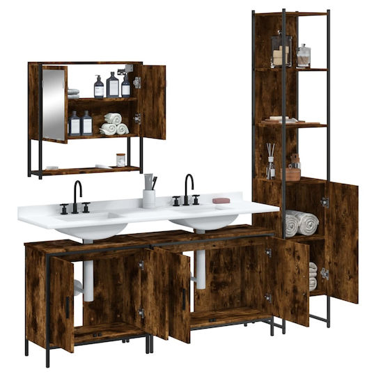 vidaXL Countertop with Sink & Mirror L60xW16xH60cm Coffee