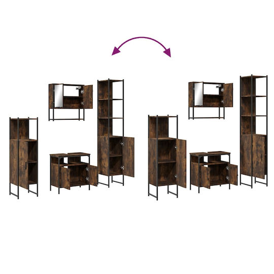 vidaXL Πάγκος με Νιπτήρα & Καθρέπτη Μ60xΒ16xΥ60cm Καφέ