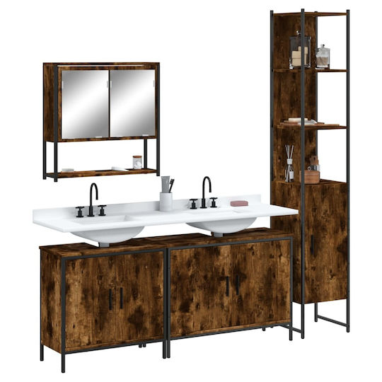 vidaXL Countertop with Sink & Mirror L60xW16xH60cm Coffee