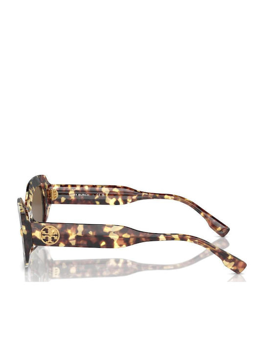 Tory Burch Damen Sonnenbrille mit Braun Schildkröte Kunststoff Gestell und Braun Linse TY7202U-199573