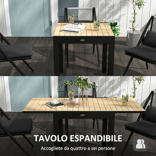 Outdoor Dinner Free Standing Table with Wood Surface and Aluminum Frame Beige 162x80x75cm