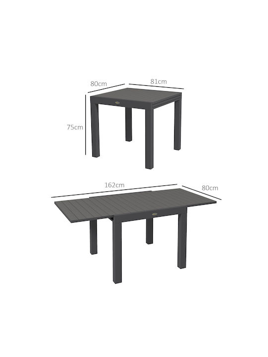 Masa pentru spații exterioare Aluminiu Gri 162x80x75buc