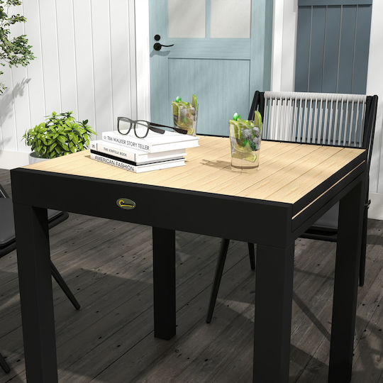 Outdoor Dinner Free Standing Table with Wood Surface and Aluminum Frame Beige 162x80x75cm