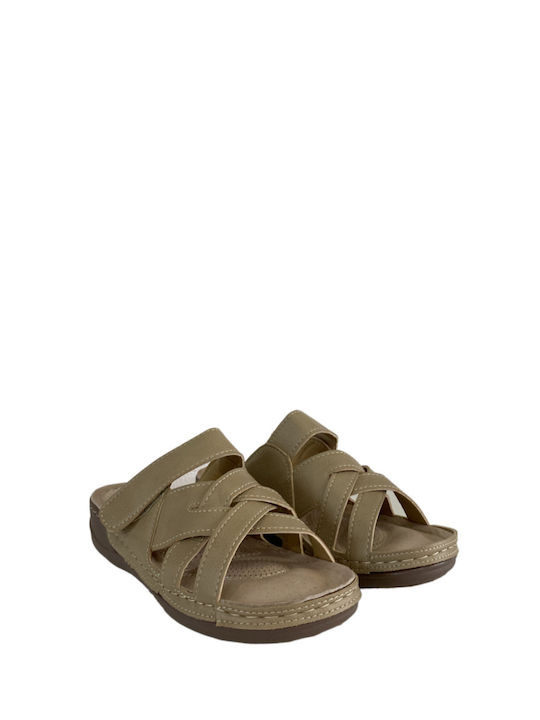 B-Soft Women's Flat Sandals in Beige Color