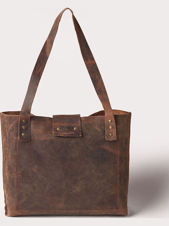 De piele Geantă de damă Shopper De umăr Maro