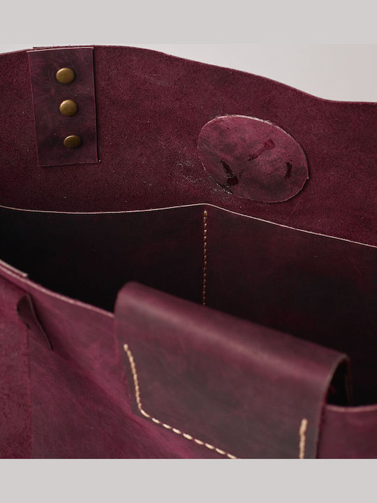 Leather Women's Bag Shopper Shoulder Purple