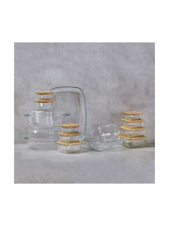 Nava Cutie pentru Mâncare Sticlă Transparent Potrivit pentru Cuptor cu Microunde 1400ml 1buc
