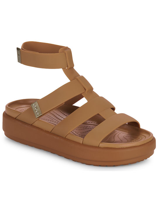 Crocs Brooklyn Luxe Sandale dama Gladiator în Maro Culoare