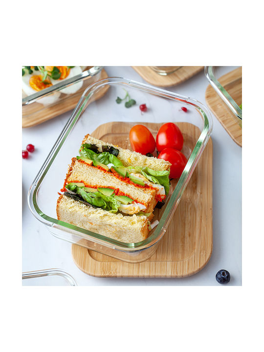 Nava Microwave Glass Lunch Box Transparent 1500ml