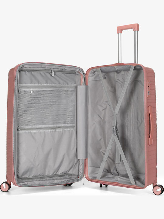 RCM Μεγάλη Βαλίτσα Ταξιδίου Σκληρή Rose Gold με 4 Ρόδες Ύψους 76εκ.