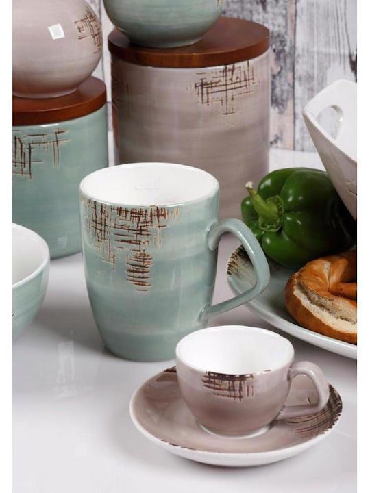 Cryspo Trio Porcelain Dessert Tower Stand with 2 Tiers Country Mix Green Ø26.5cmxY23cm