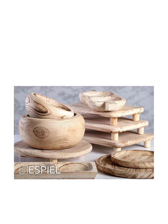 Espiel Wooden Dessert Divided Serving Plate with 3 Slots Beige 45x13x4cm