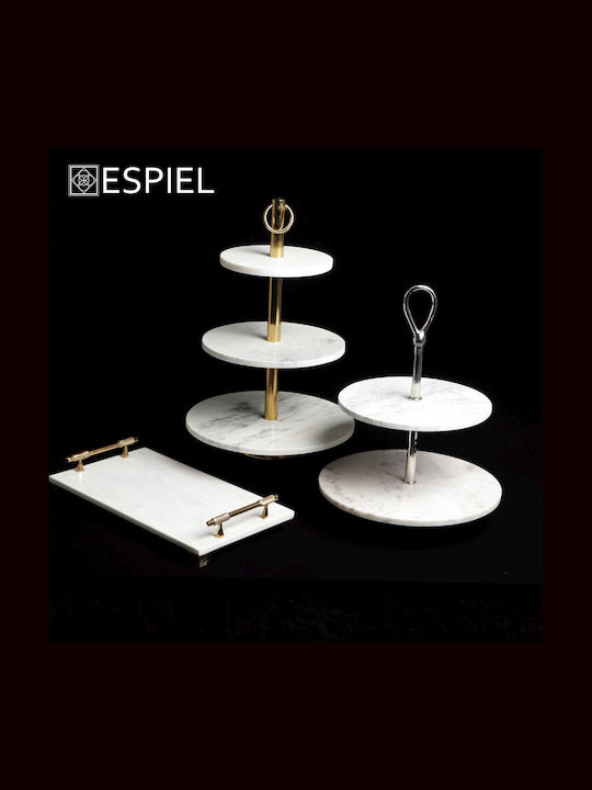 Espiel Πέτρινη Εταζέρα 2 Ορόφων Λευκή Ø41xY40cm