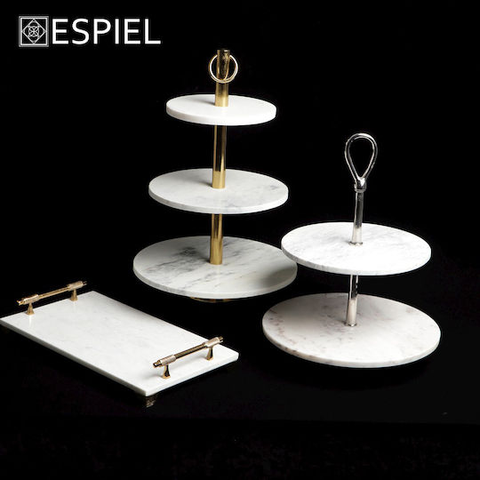 Espiel Stone Dessert Tower Stand with 2 Tiers White Ø41cmxY40cm