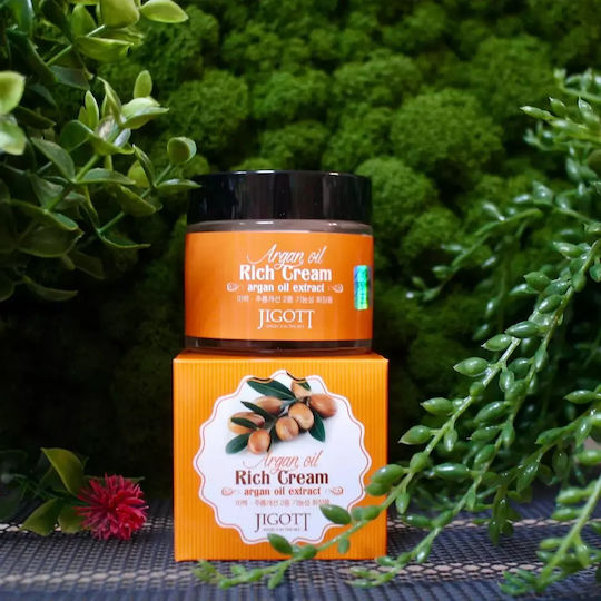 Jigott Creme de fata Argan Oil Rich 24 de oră pentru Hidratare Anti-îmbătrânire și Reconstrucție cu Niacinamidă și Aloe Vera 70ml