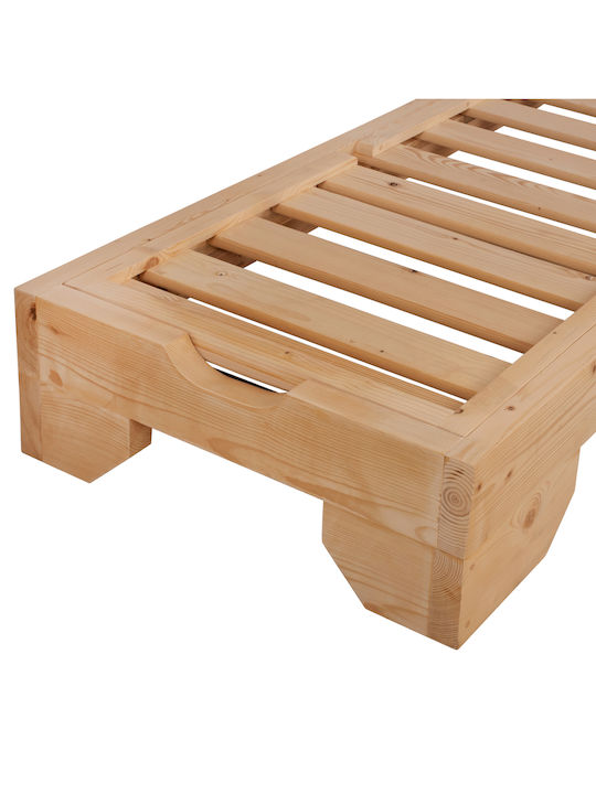 Deckchair Wooden Macedonia Beige 204x77.5x29cm.