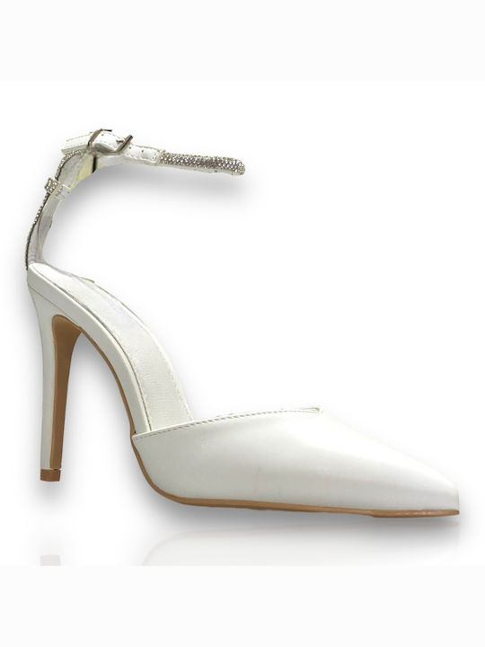 Famous Shoes White Heels with Strap