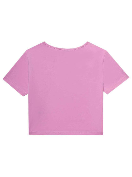 4F Damen Bluse Baumwolle Kurzärmelig Rosa