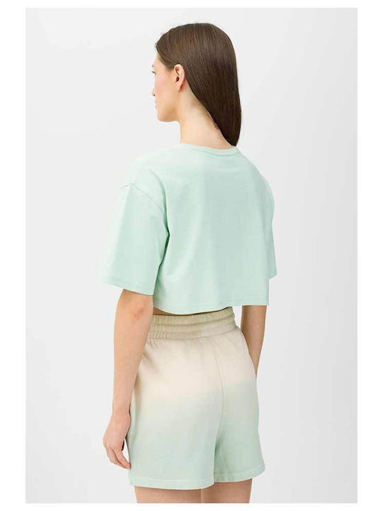 4F Women's Crop Top Cotton Short Sleeve Green
