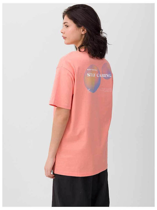 4F Damen Bluse Baumwolle Kurzärmelig Rosa