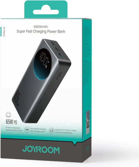 Joyroom JR-PBF05 Външна Батерия 30000mAh 65W с USB-A Изходен Порт и 2 USB-C Изходни Порта Power Delivery Бързо Зареждане PPS Черна