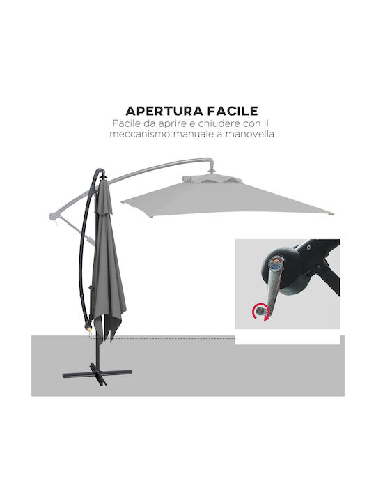 Hanging Squared Aluminum Grey Parasol 2.94x1.93m