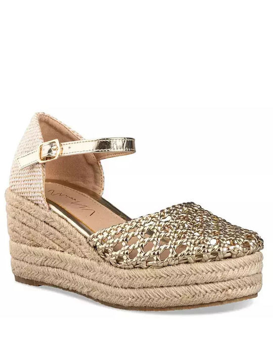 Envie Shoes Platforme dama în stil espadrile Aurii