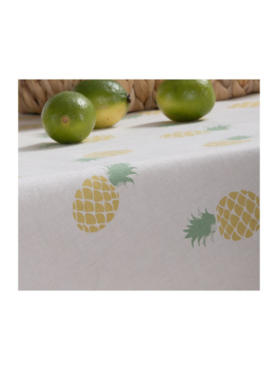 Nef-Nef Homeware Tablecloth Cotton Stain Resistant DELICIOUS Ecru/lime 140x240cm