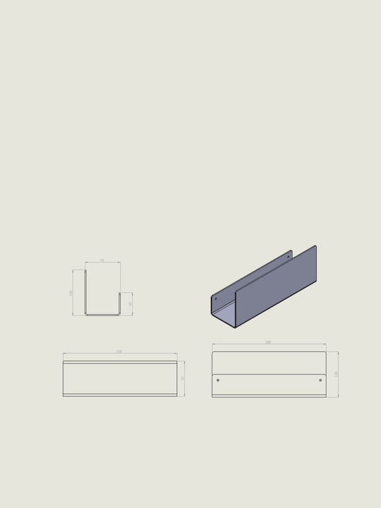 Verdi Wall Mounted Bathroom Shelf Metallic 30x9x12cm Black