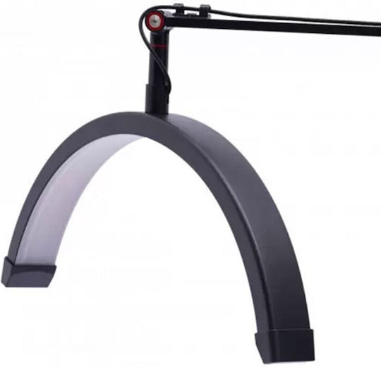 Adjustable Half Moon Salon Aesthetic Light with Clamp, 3 Lighting Modes, Black (Hd-m3x)