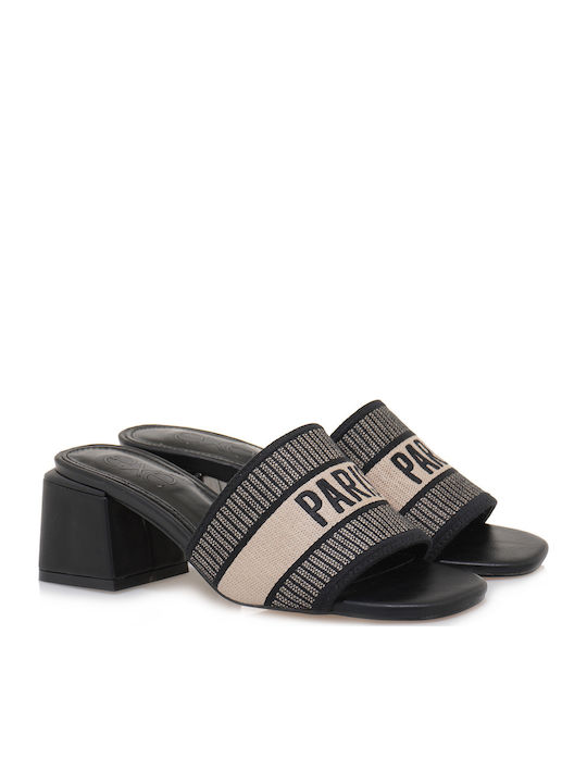 Carmen 328 Mules with Chunky High Heel in Black Color
