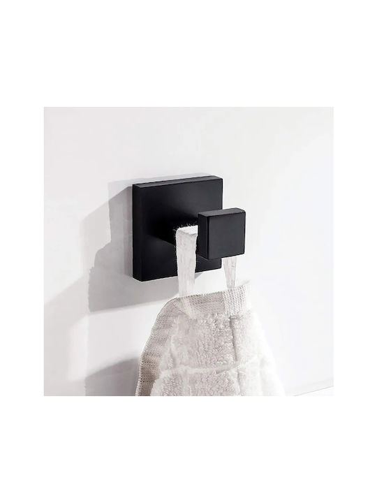Άγκιστρο Μπάνιου Μονό με Βίδες ​4.5x4.5cm Inox Μαύρο