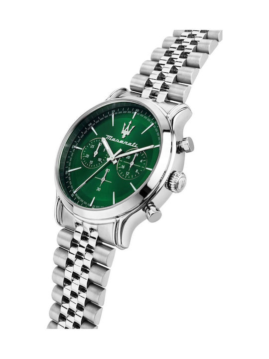 Maserati Epoca Ανδρικό Ρολόι 42mm Χρονογράφος Μπαταρίας με Ασημί Ατσάλινο Μπρασελέ