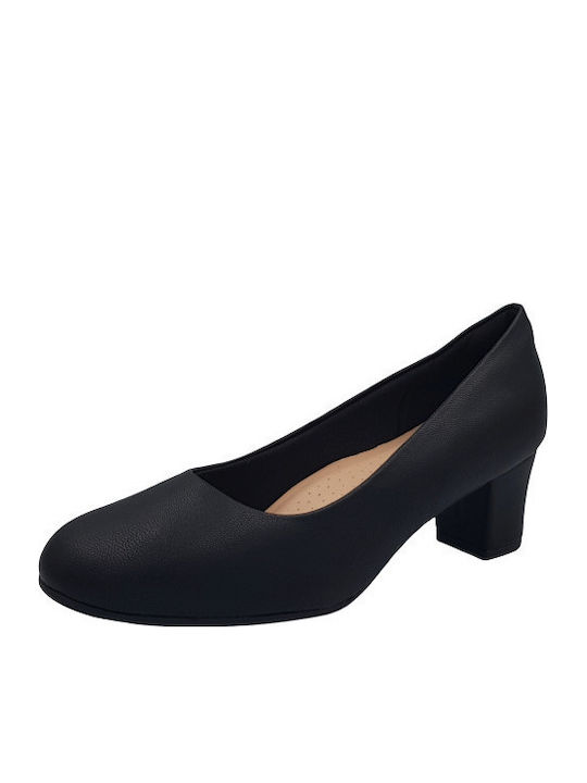Anatomic Leather Black Medium Heels