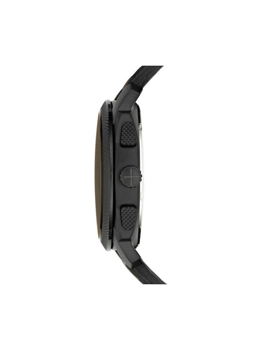 Fossil Machine Herrenuhr 22mm Chronograph Batterie mit Schwarz Lederarmband