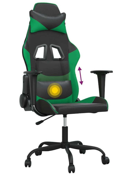 vidaXL 345402 Καρέκλα Gaming Δερματίνης με Ρυθμιζόμενα Μπράτσα Μαύρο / Πράσινο