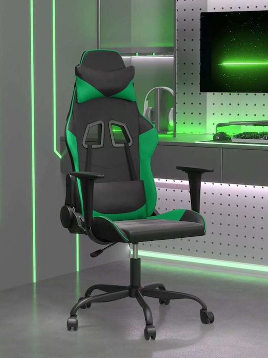 vidaXL 345402 Καρέκλα Gaming Δερματίνης με Ρυθμιζόμενα Μπράτσα Μαύρο / Πράσινο