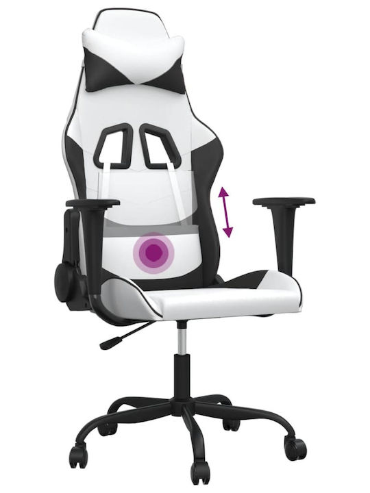 vidaXL 345409 Καρέκλα Gaming Δερματίνης με Ρυθμιζόμενα Μπράτσα Λευκό / Μαύρο
