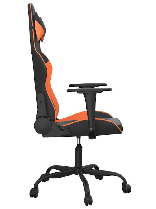 vidaXL 3143647 Καρέκλα Gaming Δερματίνης με Ρυθμιζόμενα Μπράτσα Μαύρο / Πορτοκαλί