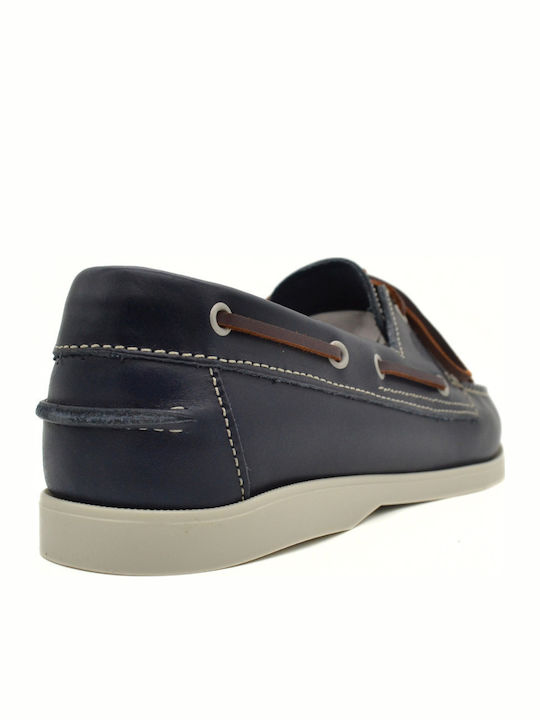 Δερμάτινα Ανδρικά Boat Shoes σε Μπλε Χρώμα