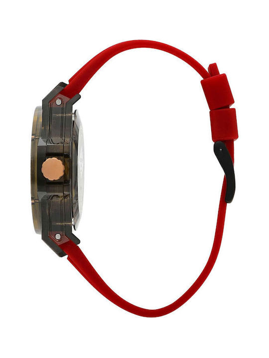 Lee Cooper Uhr Batterie mit Rot Kautschukarmband