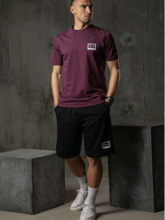 Henry Clothing T-shirt Bărbătesc cu Mânecă Scurtă Bordeaux